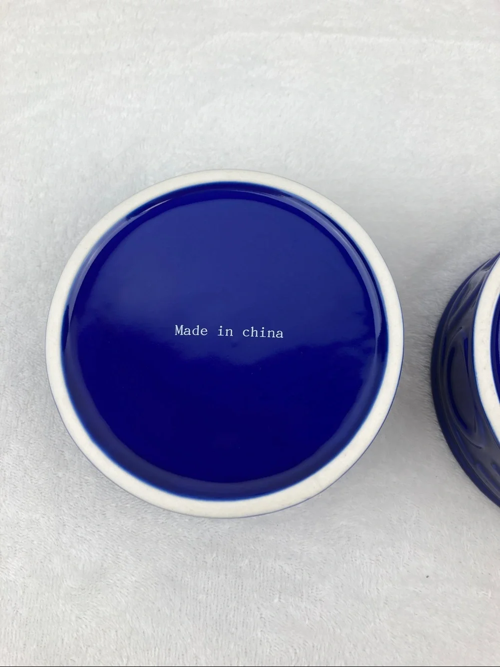 Cobalt Blue Meow Kitty Food Dishes Set of 2, 4.75” x 2”